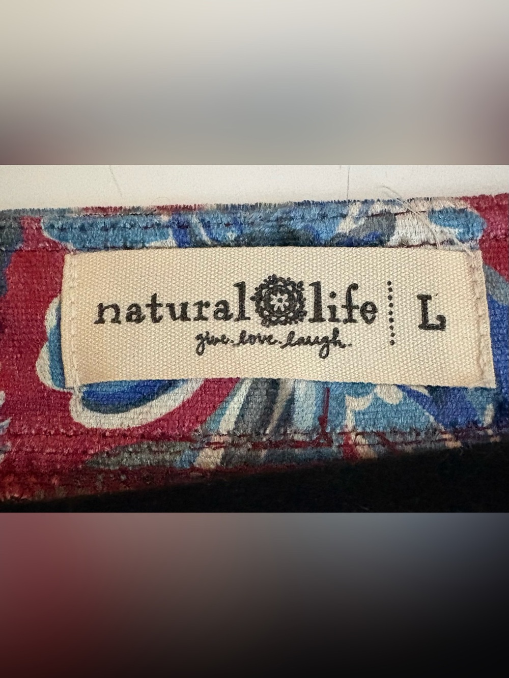 Natural Life Berkley Velvet Maxi Dress Red Blue Tiered Floral Women's L - Picture 6 of 8